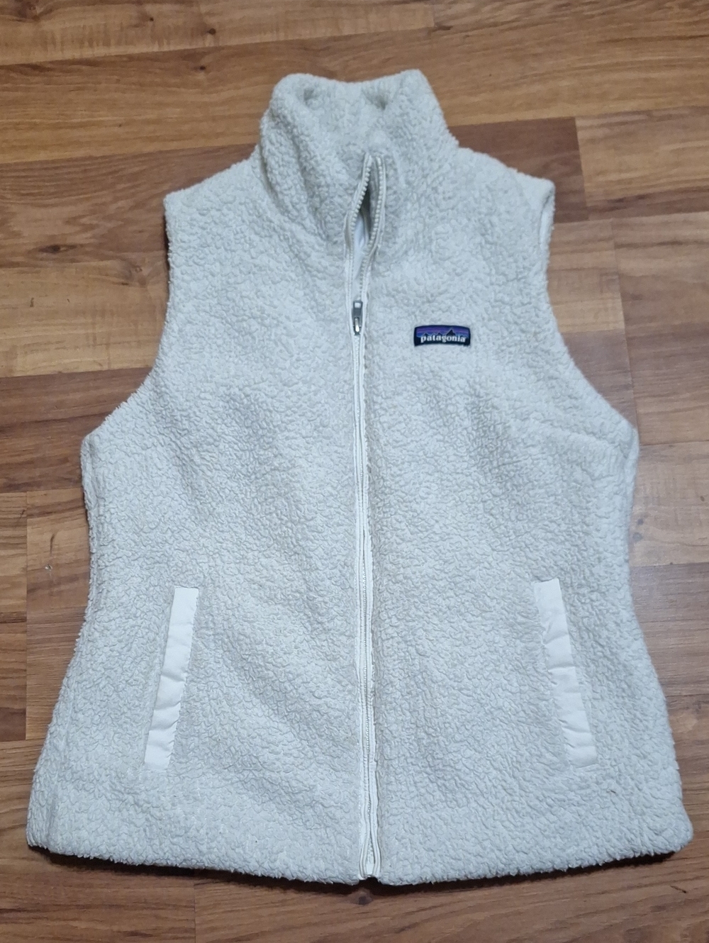 Patagonia Cream Sherpa Fleece Vest with Logo